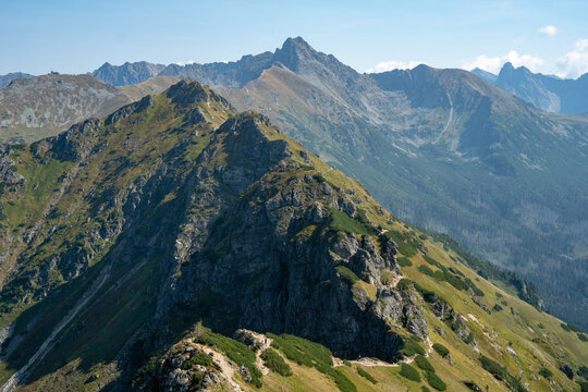 View on the mountain panorama in the High Tatras in Poland.