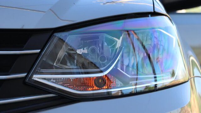 Flashing Car Headlight Bulb - Close-up View