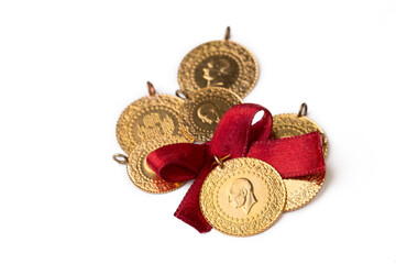 Traditional Turkish gold coins (Turkish name; Ceyrek altin)
