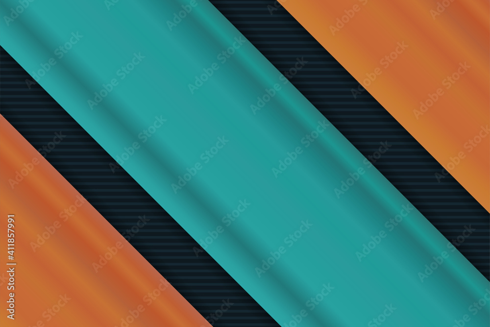 Poster minimal geometric background. diagonal dynamic blue shapes combined with triangle use orange gradien