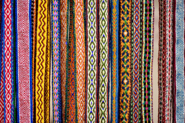 Details of a traditional Lithuanian weave. Woven belts as a part of national Lithuanian costume...