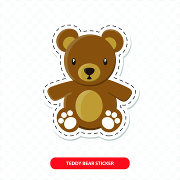Vector image. Children's sticker of a cute teddy bear.