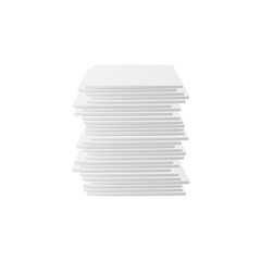 High stack of square white beer coasters realistic vector illustration isolated.