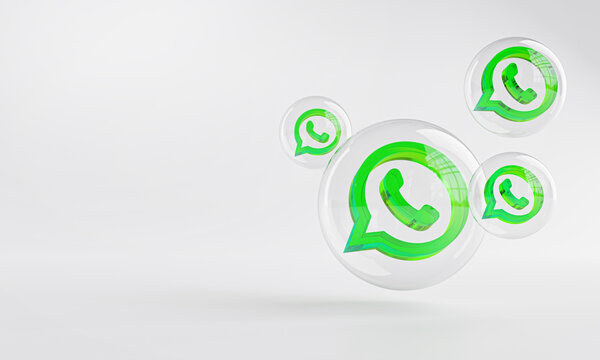 Whatsapp Acrylic Icon Inside Bubble Glass Copy Space 3D