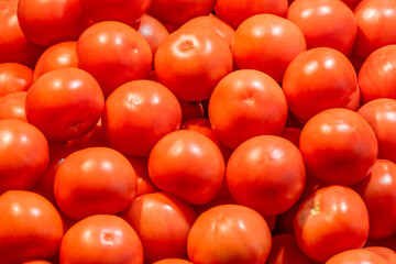 Red tomatoes in Summer tray market