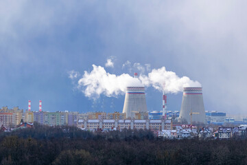 Fototapeta na wymiar Huge Power station in Kaliningrad.