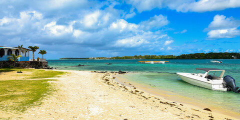 beautiful beach on mauritius island