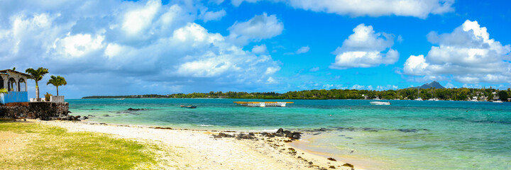 beautiful beach on mauritius island
