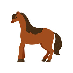 Fototapeta na wymiar Cartoon brown pony isolated on white background. Little horse