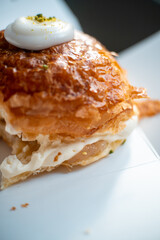 Fastelavnsboller danish pastry traditional february scandinavian dessert with flaky laminated dough and whipped cream inside