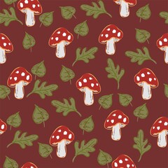 Seamless pattern Mushrooms print for textile vector illustration design