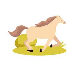 Thoroughbred horse pony is running galloping a vector isolated illustration.