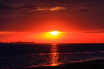Fototapeta na wymiar Beautiful sunset over the Black sea in Ukraine