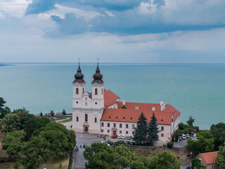 Fototapeta na wymiar Aerial photo the Benedictine monastery of Tihany