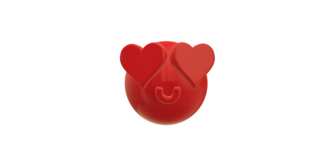 Red Heart Eye Piggy Emoji Monochrome 3D style