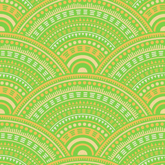 Ethnic circle shapes seamless geometric pattern. © SunwArt