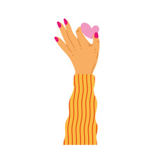 hand human up with long sleeve and heart