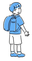 ランドセルを背負って振り向く男の子