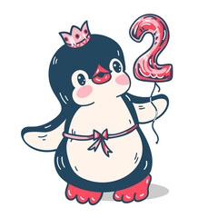 Illustration with a cute penguin