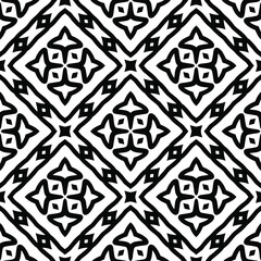 Geometric vector pattern with triangular elements. Seamless abstract ornament for wallpapers and backgrounds. Black and white colors.