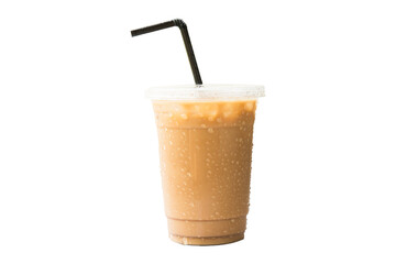 Iced coffee on cup  isolated  white background