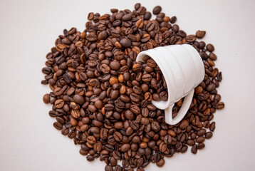 top view of fresh roasted coffee beans background
