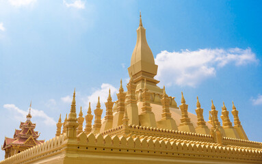Naklejka premium Beautiful Architecture at Pha That Luang Temple in Vientiane, Laos 