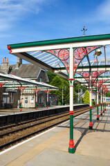 Fototapeta na wymiar Ornate Railway Station at Grange-over-Sands, Cumbria