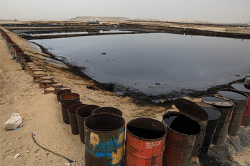 Naklejka premium oil dump evaporation lake, Riyadh, Saudi Arabia, March 2020