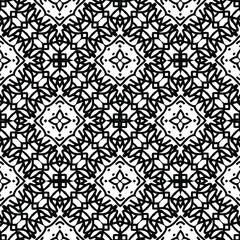 Geometric vector pattern with triangular elements. Seamless abstract ornament for wallpapers and backgrounds. Black and white colors.