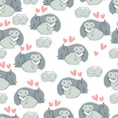 Fototapeta premium Vector seamless pattern for kids with cute nordic baby animals. Scandinavian style.
