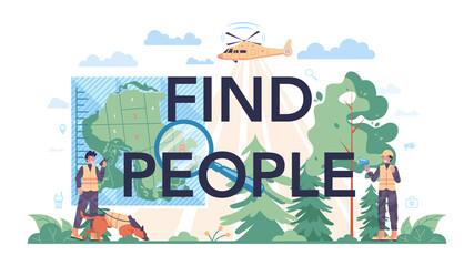 Naklejka premium Find people typographic header. Ambulance lifeguard in uniform