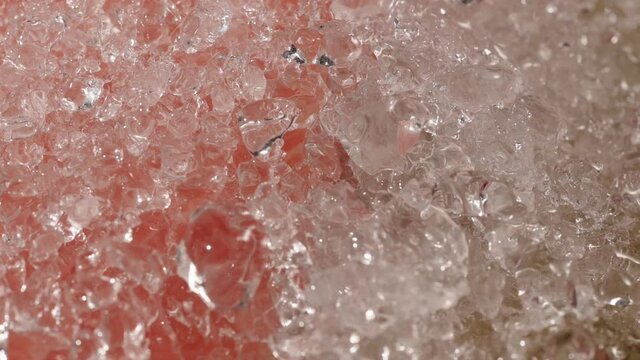 Fresh salmon on ice. Ice melts on fresh salmon fillets. Time Lapse. 