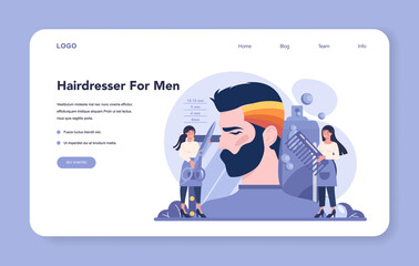Hairdresser web banner or landing page. Idea of men are.