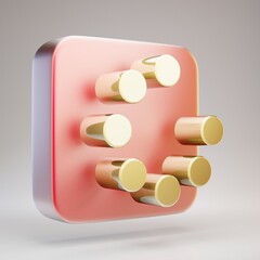 Spinner icon. Golden Spinner symbol on red matte gold plate.