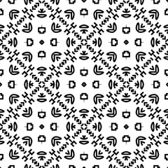 Geometric vector pattern with triangular elements. Seamless abstract ornament for wallpapers and backgrounds. Black and white colors.