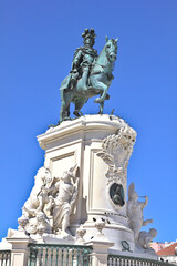 Fototapeta premium Statue of King Jose I in the Comercio square in Lisbon, Portugal