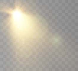 
Bright light effect with rays and highlights for vector illustration.