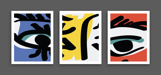 Set of abstract art face image vector - obrazy, fototapety, plakaty