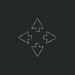 Orientation arrows, direction arrows vector chalk icon