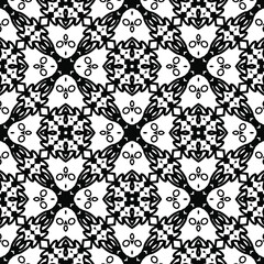 Geometric vector pattern with triangular elements. Seamless abstract ornament for wallpapers and backgrounds. Black and white colors.