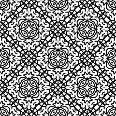 Geometric vector pattern with triangular elements. Seamless abstract ornament for wallpapers and backgrounds. Black and white colors.