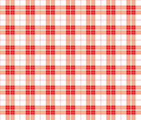 Gingham red checkered seamless pattern. Plaid repeat design background. EPS10 vector illustration, CMYK redy to print.