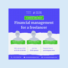 webinar poster design template with torn ripped paper effect vector