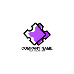 puzzle logo stylized creative design template