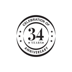 34th year celebrating anniversary logo design template