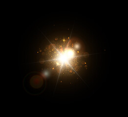 
Bright light effect with rays and highlights for vector illustration.