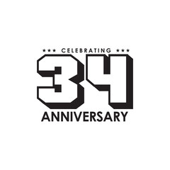 Obraz premium 34th year celebrating anniversary logo design template