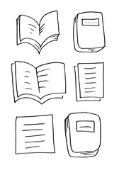 Book set in doodle style suitable for education content on white background.