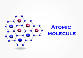 Molecular model of the atom Abstract molecular shapes reflect light and refract light separately on white background. Vector illustration